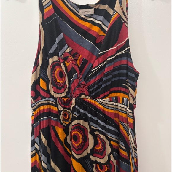 Vintage long Matty M dress floral zentangle size M fits larger sizes stretchy - Picture 2 of 16